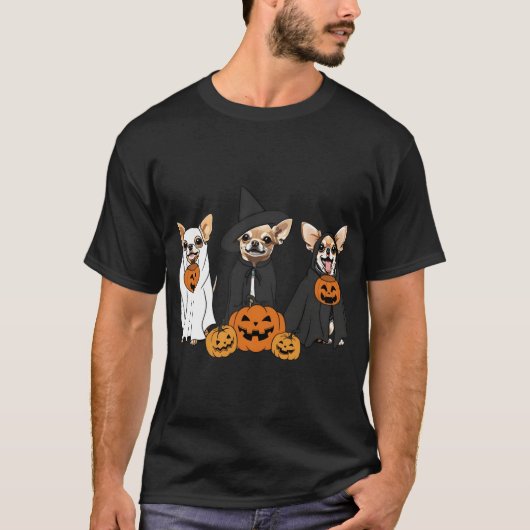 Chihuahua Dogs Lovers Ghost Witch Mummy Halloween T-Shirt (Vorderseite)