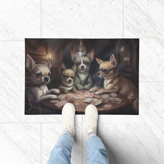 Chihuahua Dogs Poker Art Fußmatte (Indoor)