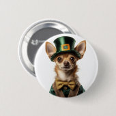 Chihuahua Dressed Leprechaun St Patrick's Day Button (Vorne & Hinten)