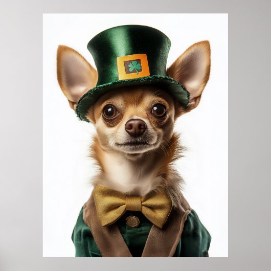 Chihuahua Dressed Leprechaun St Patrick's Day Poster (Vorne)
