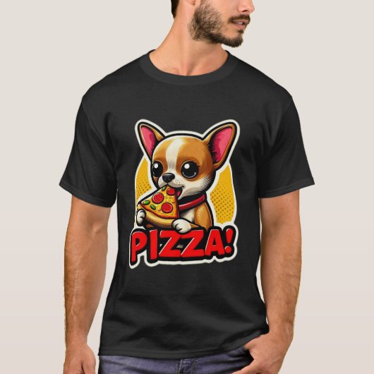 CHIHUAHUA EATING PIZZA 16 T-Shirt (Vorderseite)