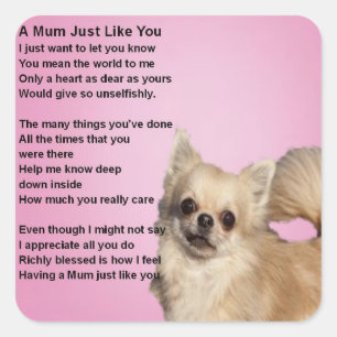 Chihuahua Entwurf - Mama-Gedicht Quadratischer Aufkleber