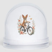 Chihuahua Fahrrad Rad Hund Radfahren Schneekugeln (Vorderseite)