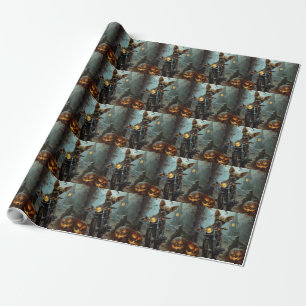 Chihuahua fährt Motorrad Halloween Gruselig Geschenkpapier