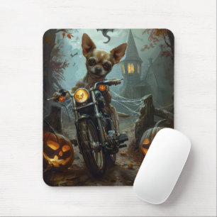 Chihuahua fährt Motorrad Halloween Gruselig Mousepad