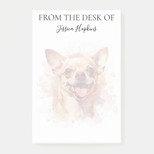 Chihuahua-Fan-monogrammierter Hund Post-it Klebezettel (Vorderseite)