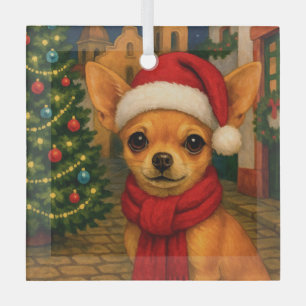 Chihuahua-Feiertag Ornament Aus Glas