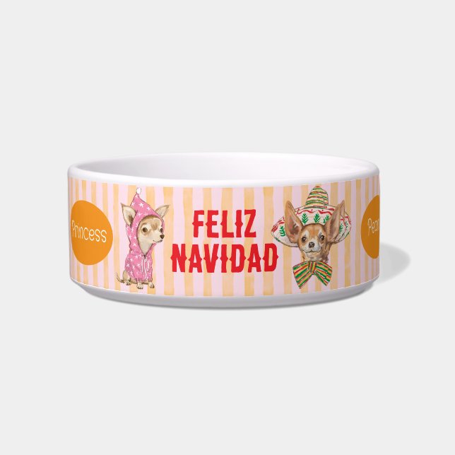 Chihuahua Feliz Navidad Happy Howlidays Hund Napf (Vorderseite)