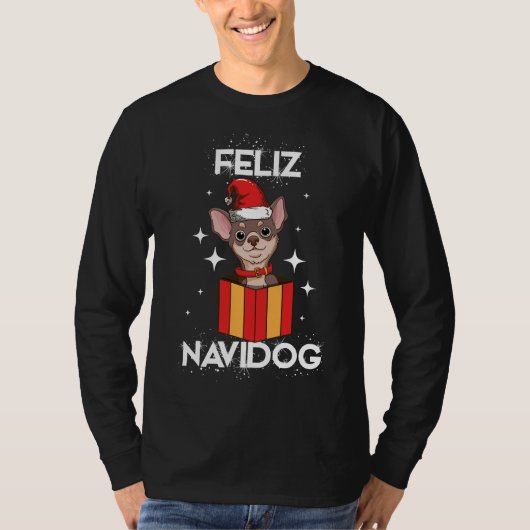 Chihuahua Feliz Navidog Christmas Dog T-Shirt (Vorderseite)