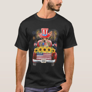 Chihuahua Feuerwerk Sonnenblume Amerika Hund 4. Ju T-Shirt