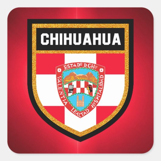 Chihuahua Flag Quadratischer Aufkleber (Vorderseite)