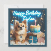Chihuahua Flat Birthday Card Happy Birthday Dylan Karte (Vorderseite)