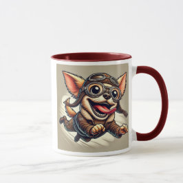 Chihuahua-Fliegerhund in der Luft. Tasse