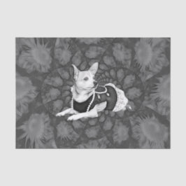 Chihuahua Floral Vintag Schwarz-Weiß-Hund Art Seidenpapier