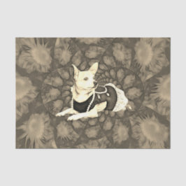 Chihuahua Floral Vintag Sepia Decoupage Hund Art Seidenpapier