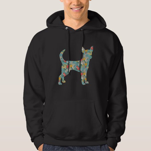 Chihuahua Flower Silhouette Floral Dog Hoodie (Vorderseite)