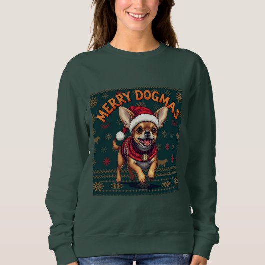 Chihuahua Frohe Dogmen Sweatshirt (Vorderseite)