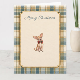 Chihuahua Frohe Weihnachten Tartan Karte