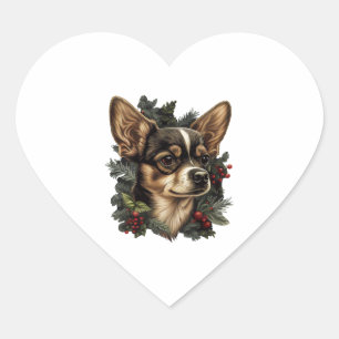 Chihuahua Frohe Weihnachts Weihnachtsbaum Niedlich Herz-Aufkleber