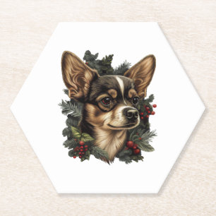 Chihuahua Frohe Weihnachts Weihnachtsbaum Niedlich Untersetzer