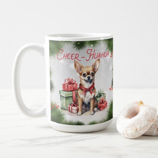 Chihuahua Funny Christmas Dog Kaffee Tasse (Mit Donut)