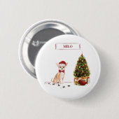 Chihuahua Funny Christmas Dog mit Baum Button (Vorne & Hinten)