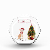 Chihuahua Funny Christmas Dog mit Baum Fotoblock (Vorderseite)
