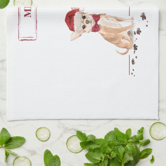 Chihuahua Funny Christmas Dog mit Baum Geschirrtuch (Gefaltet)