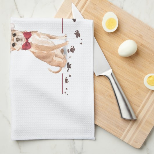 Chihuahua Funny Christmas Dog mit Baum Geschirrtuch (Viertel Falte)