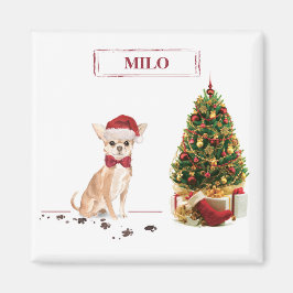 Chihuahua Funny Christmas Dog mit Baum Magnet