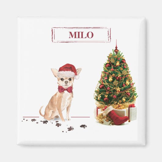 Chihuahua Funny Christmas Dog mit Baum Magnet (Vorne)