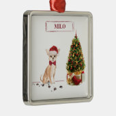 Chihuahua Funny Christmas Dog mit Baum Ornament Aus Metall (Rechts)