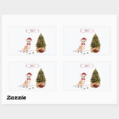 Chihuahua Funny Christmas Dog mit Baum Rechteckiger Aufkleber (Blatt)