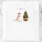 Chihuahua Funny Christmas Dog mit Baum Rechteckiger Aufkleber (Tasche)