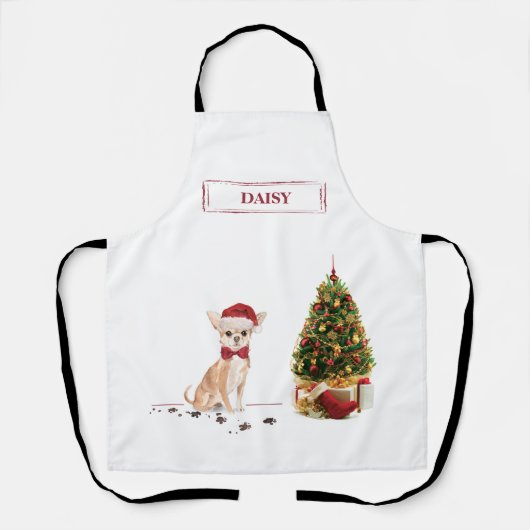 Chihuahua Funny Christmas Dog mit Baum Schürze (Vorderseite)