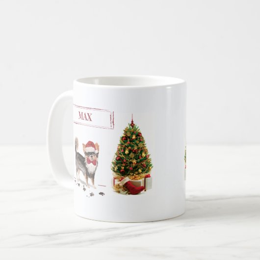 Chihuahua Funny Christmas Dog Tree Kaffeetasse (Vorderseite Links)