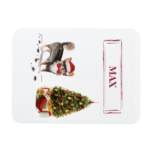 Chihuahua Funny Christmas Dog Tree Magnet (Horizontal)