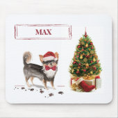Chihuahua Funny Christmas Dog Tree Mousepad (Vorne)