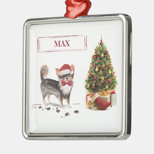 Chihuahua Funny Christmas Dog Tree Ornament Aus Metall (Links)