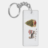 Chihuahua Funny Christmas Dog Tree Schlüsselanhänger (Vorderseite links)