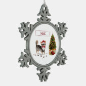 Chihuahua Funny Christmas Dog Tree Schneeflocken Zinn-Ornament (Links)