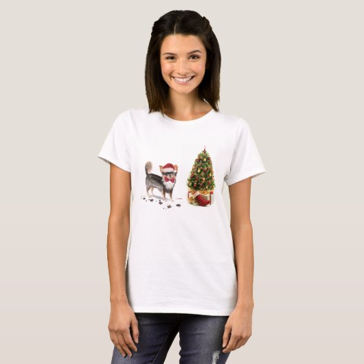 Chihuahua Funny Christmas Dog Tree T-Shirt (Vorne ganz)