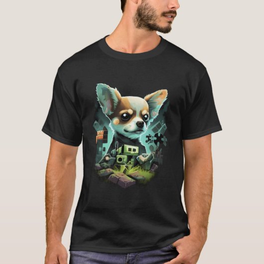 Chihuahua Gaming Gamer Comic Videogame Graph T-Shirt (Vorderseite)