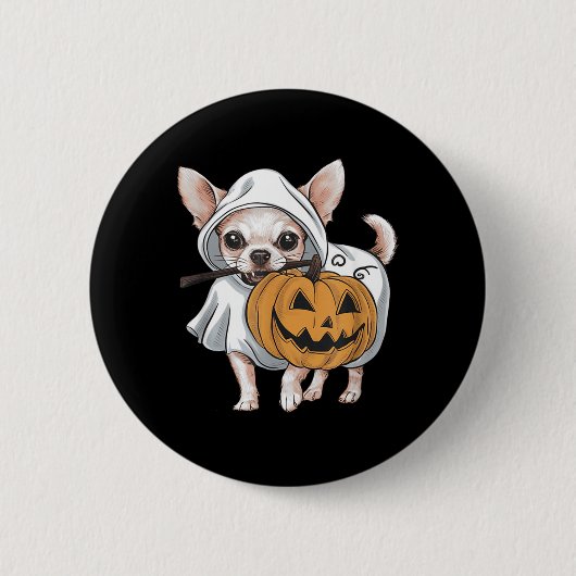 Chihuahua Geist Hund Halloween Button (Vorderseite)