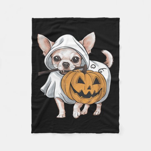 Chihuahua Geist Hund Halloween Fleecedecke (Vorderseite)
