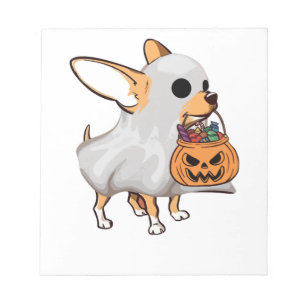 Chihuahua-Geist-Kürbis-Halloween-Shirt Notizblock