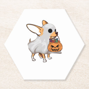 Chihuahua-Geist-Kürbis-Halloween-Shirt Untersetzer