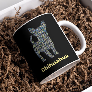 Chihuahua Gelb und Schwarze Grid Line Klassische R Kaffeetasse