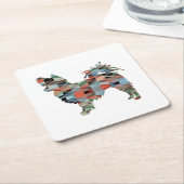 Chihuahua Geo Silhouette Kariert Rechteckiger Pappuntersetzer (angewinkelt)