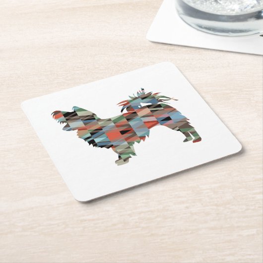Chihuahua Geo Silhouette Kariert Rechteckiger Pappuntersetzer (angewinkelt)